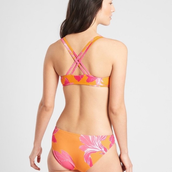 Athleta Kailua South Swell Floral Bikini Top Orange Pink - Picture 2 of 9